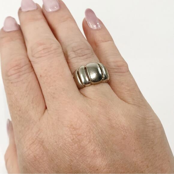Vintage 925 Sterling Silver Milor Italy Ribbed Puffy Abstract Modern Ring 7 - Picture 6 of 15